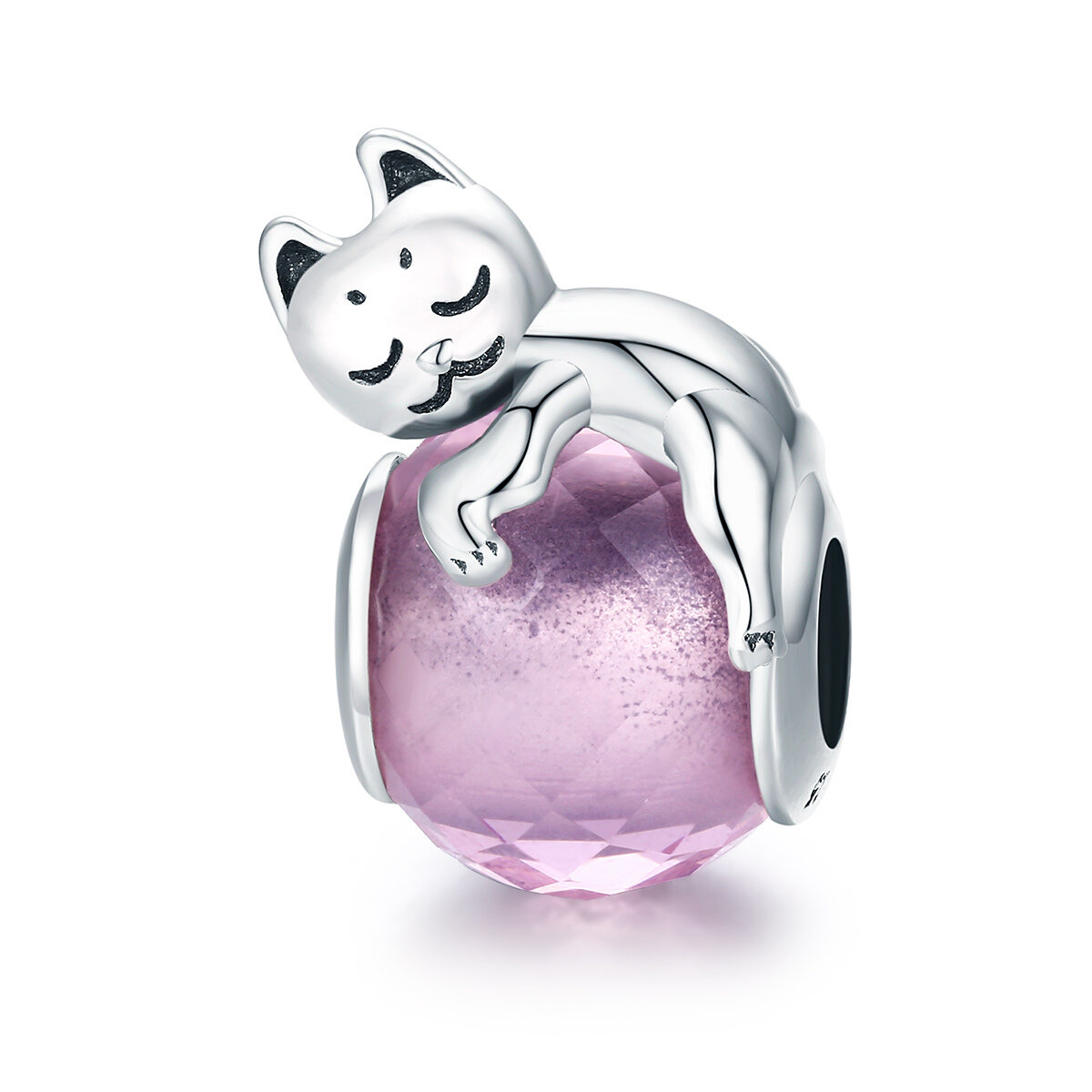 GemKing SCC447 Cat's Sweet Dream S925 Sterling Silver Charm