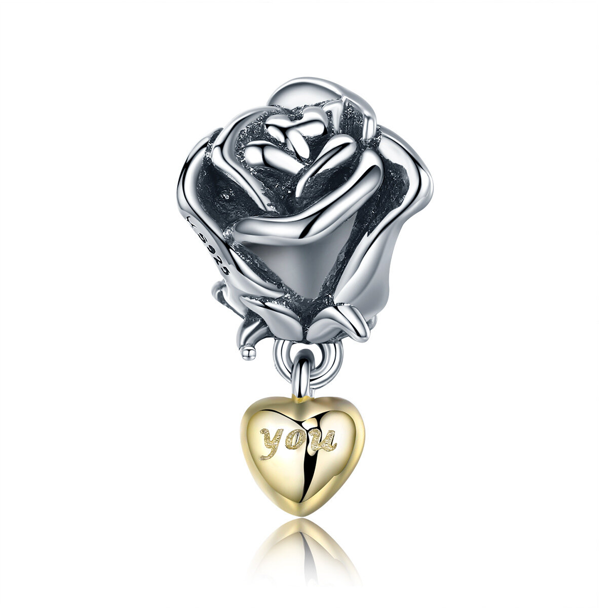 GemKing SCC455 the True Love Rose S925 Sterling Silver Charm