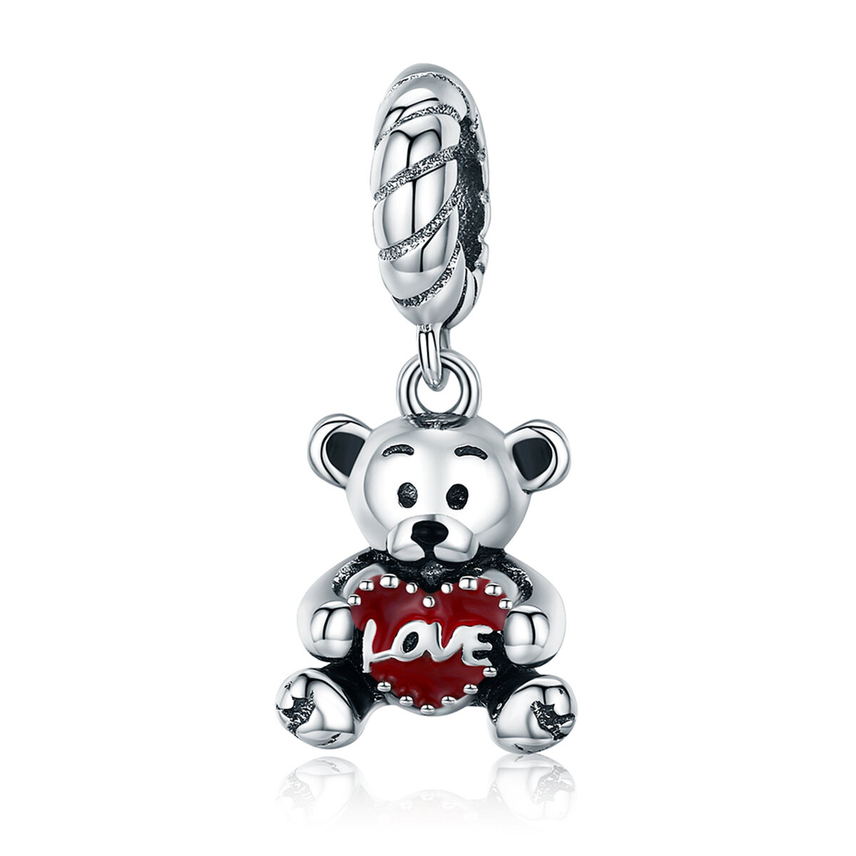 GemKing SCC521 Love Hug Series--Little Bear Hug Love S925 Sterling Silver Charm
