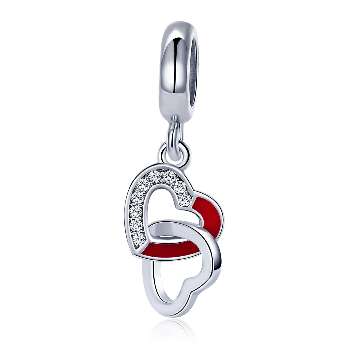 GemKing SCC735 intertwined Hearts S925 Sterling Silver Charm