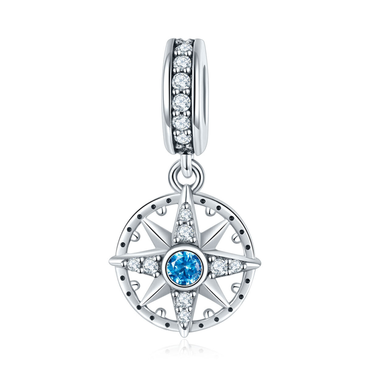 GemKing SCC847 the Compass S925 Sterling Silver Charm