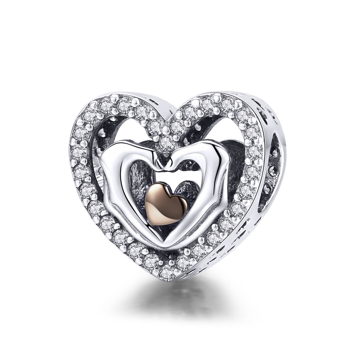 GemKing SCC934 Finger heart for Love S925 Sterling Silver Charm