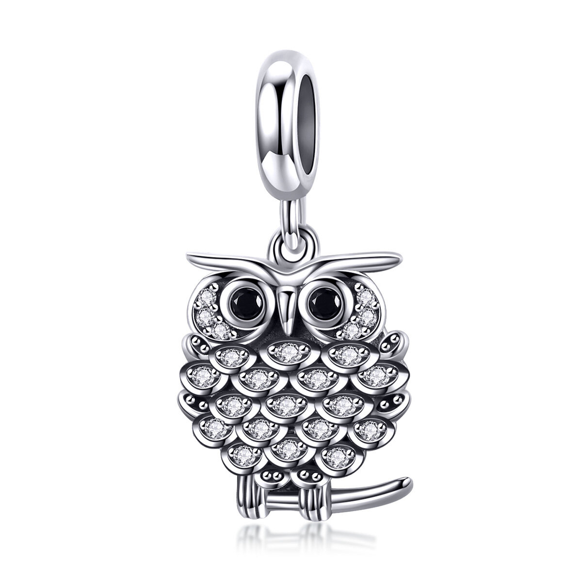 GemKing SCC949 Cute Lovely Owl S925 Sterling Silver Charm