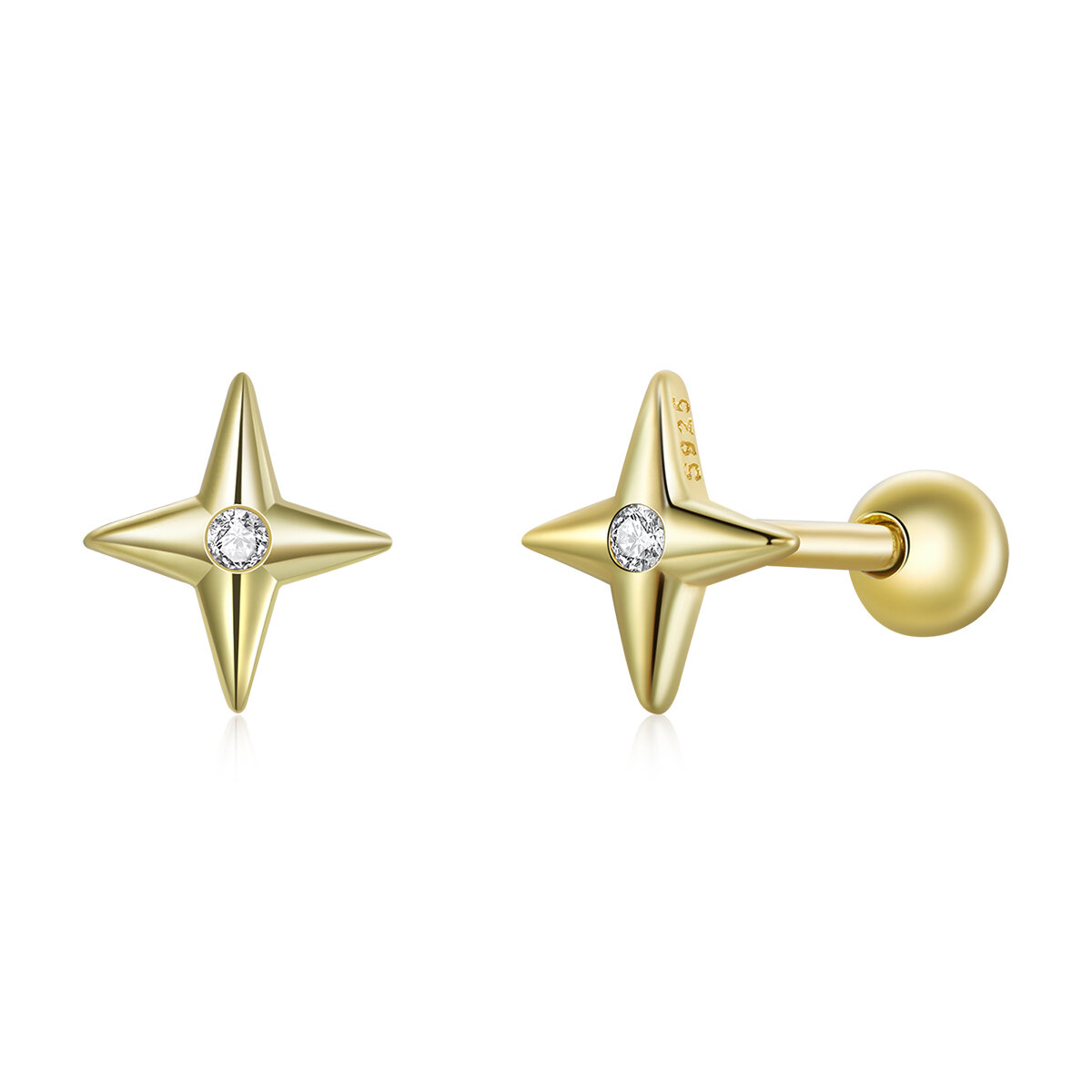 GemKing SCE1117 Golden star S925 Sterling Silver Earring