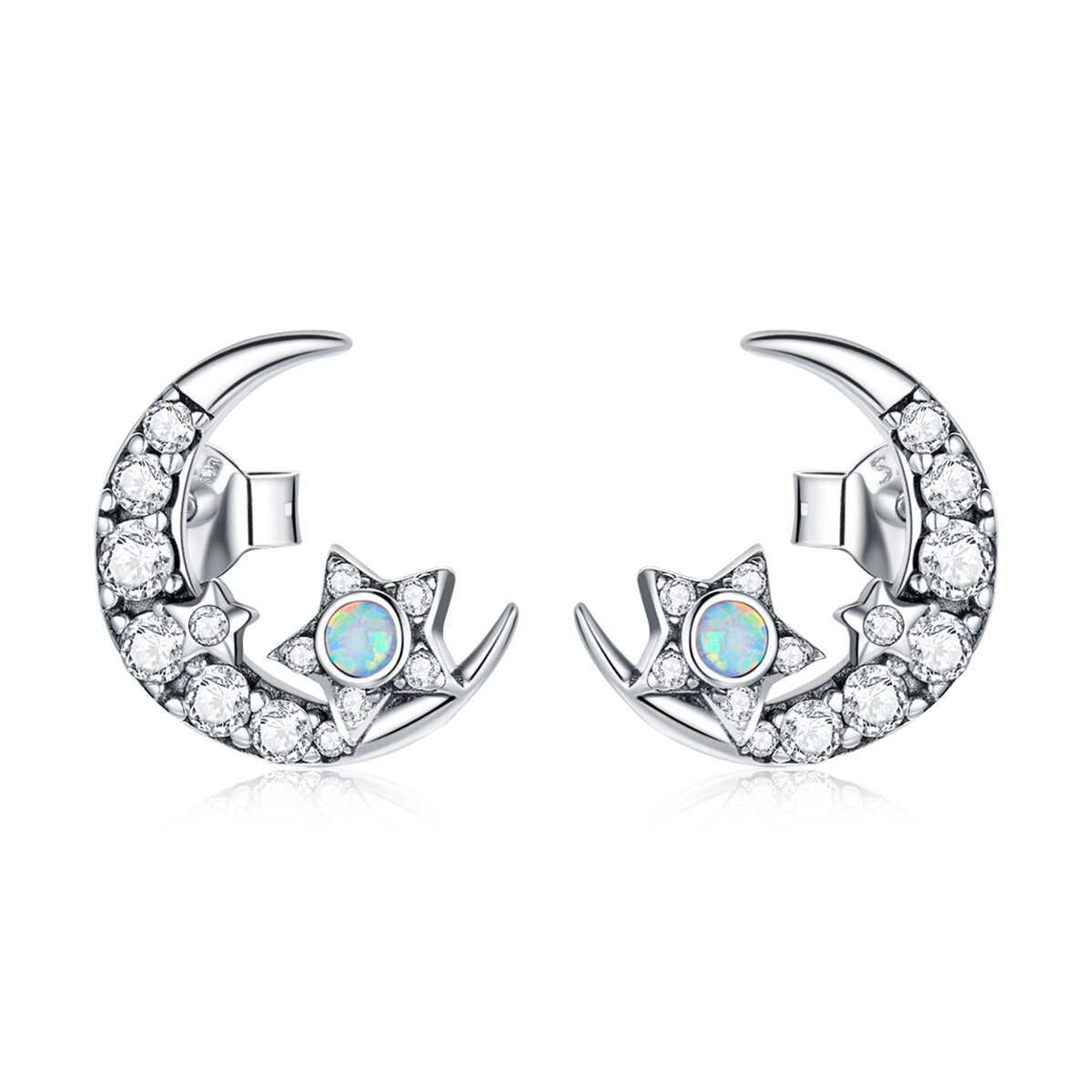 GemKing SCE1157 Star and Moon S925 Sterling Silver Earring