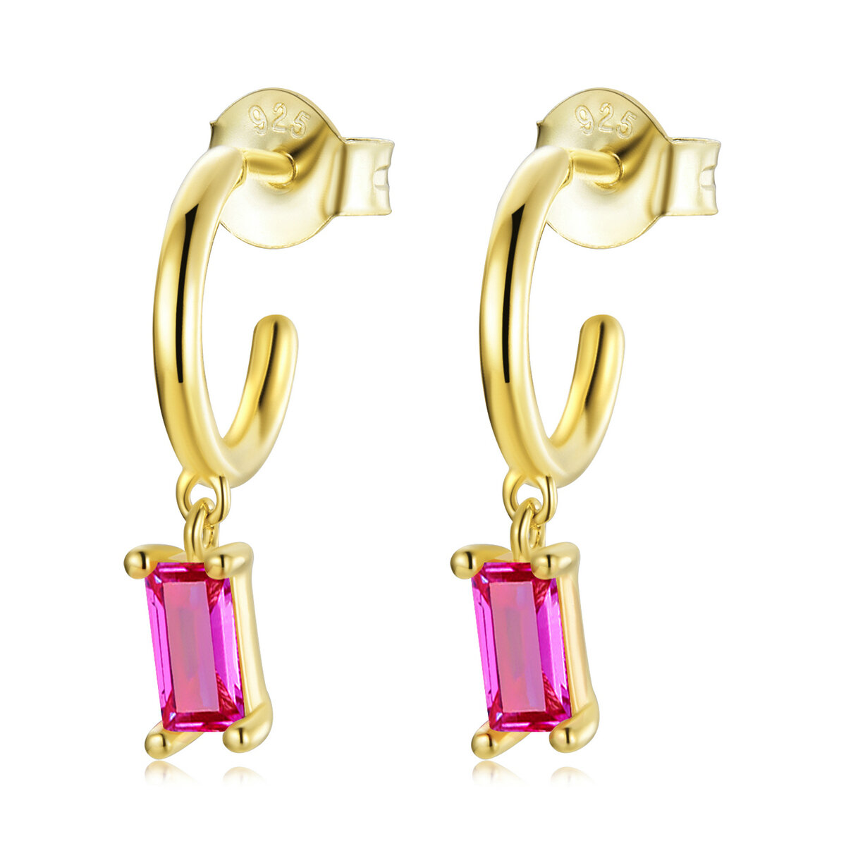 GemKing Colorful rectanglar zirconium earrings S925 Sterling Silver Earrings