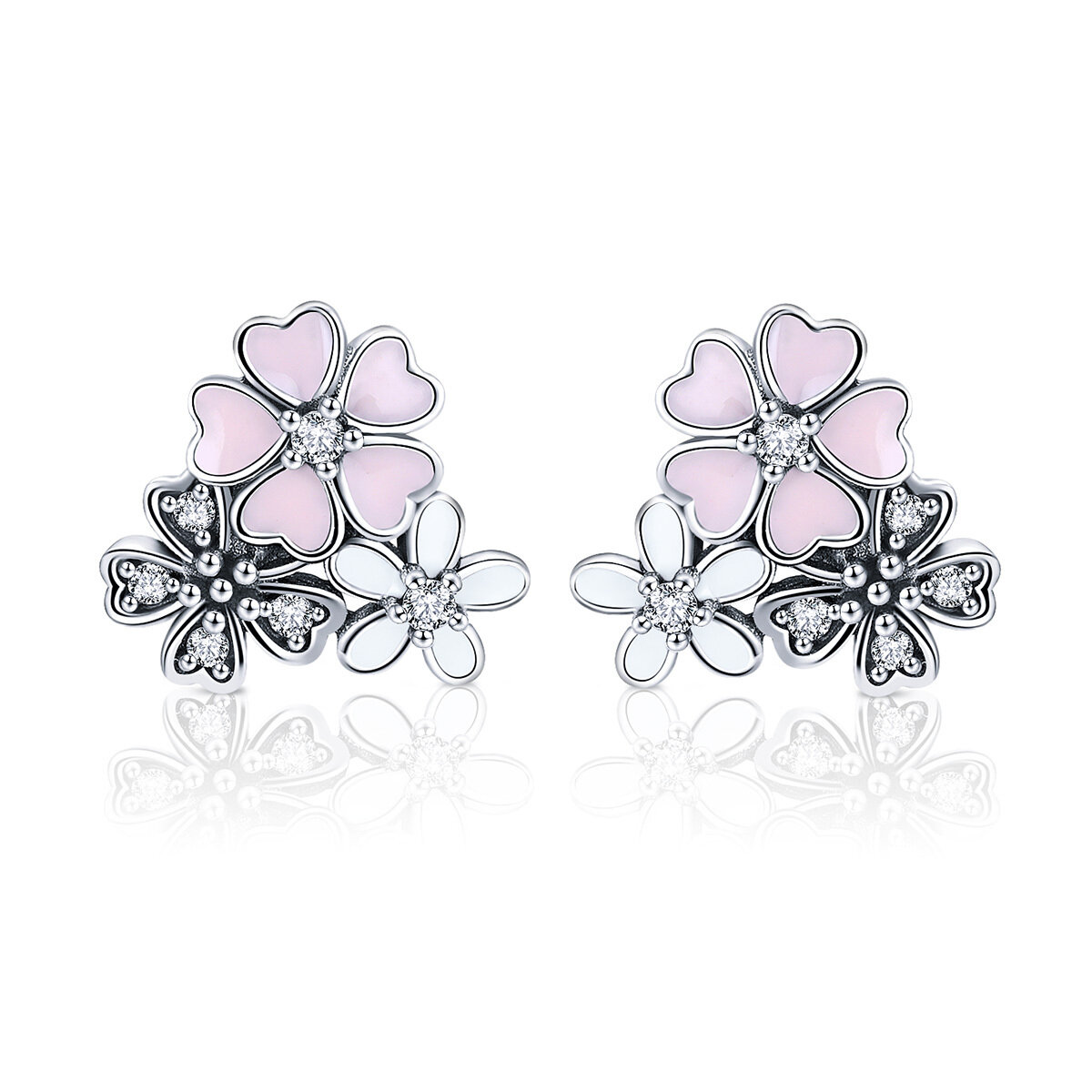 GemKing SCE400 Daisy and Cherry blossoms S925 Sterling Silver Earring