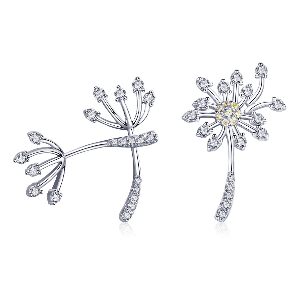 GemKing Dandelion Love S925 Sterling Silver Earring & Ring