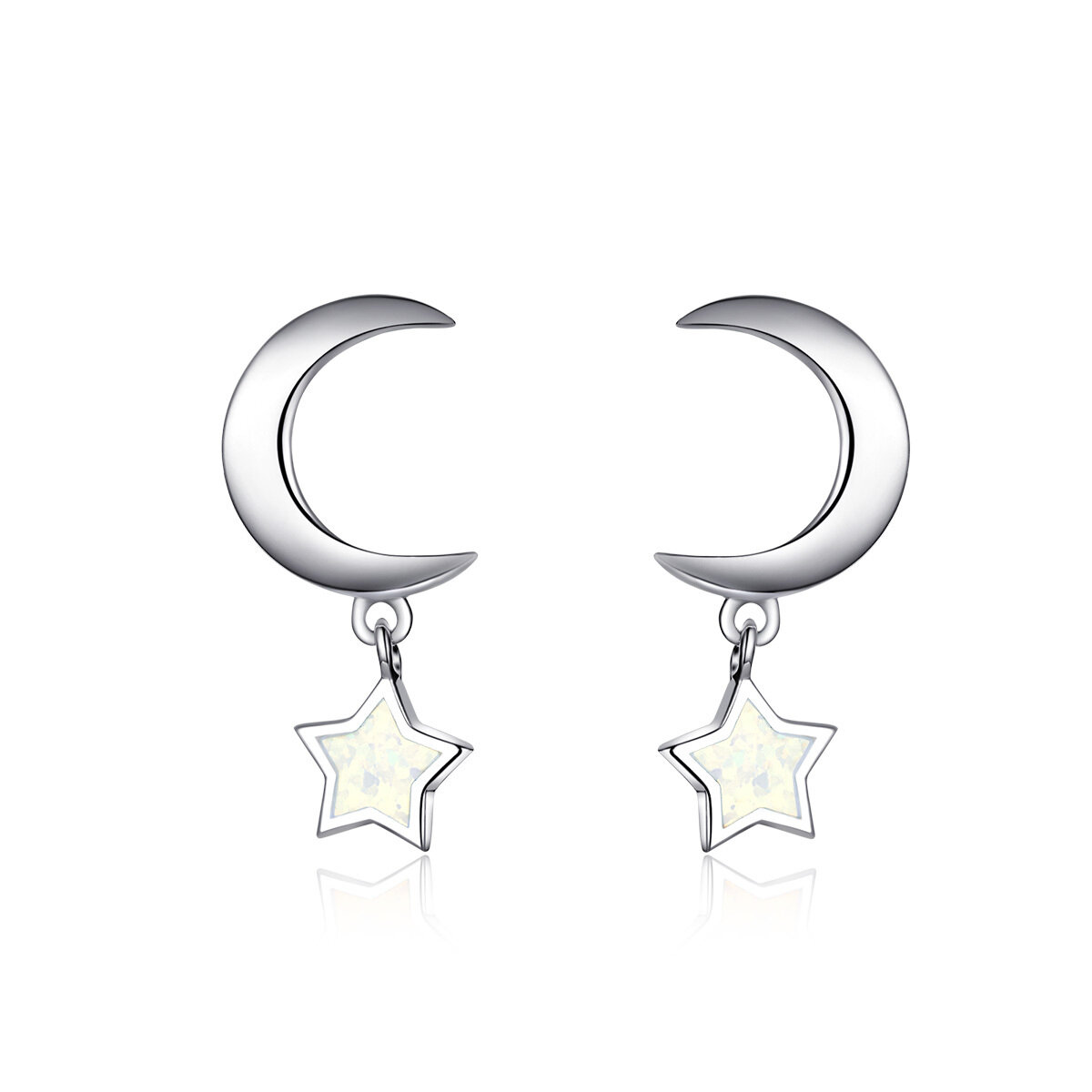 GemKing SCE707 Beautiful Night Moon and star S925 Sterling Silver Earring