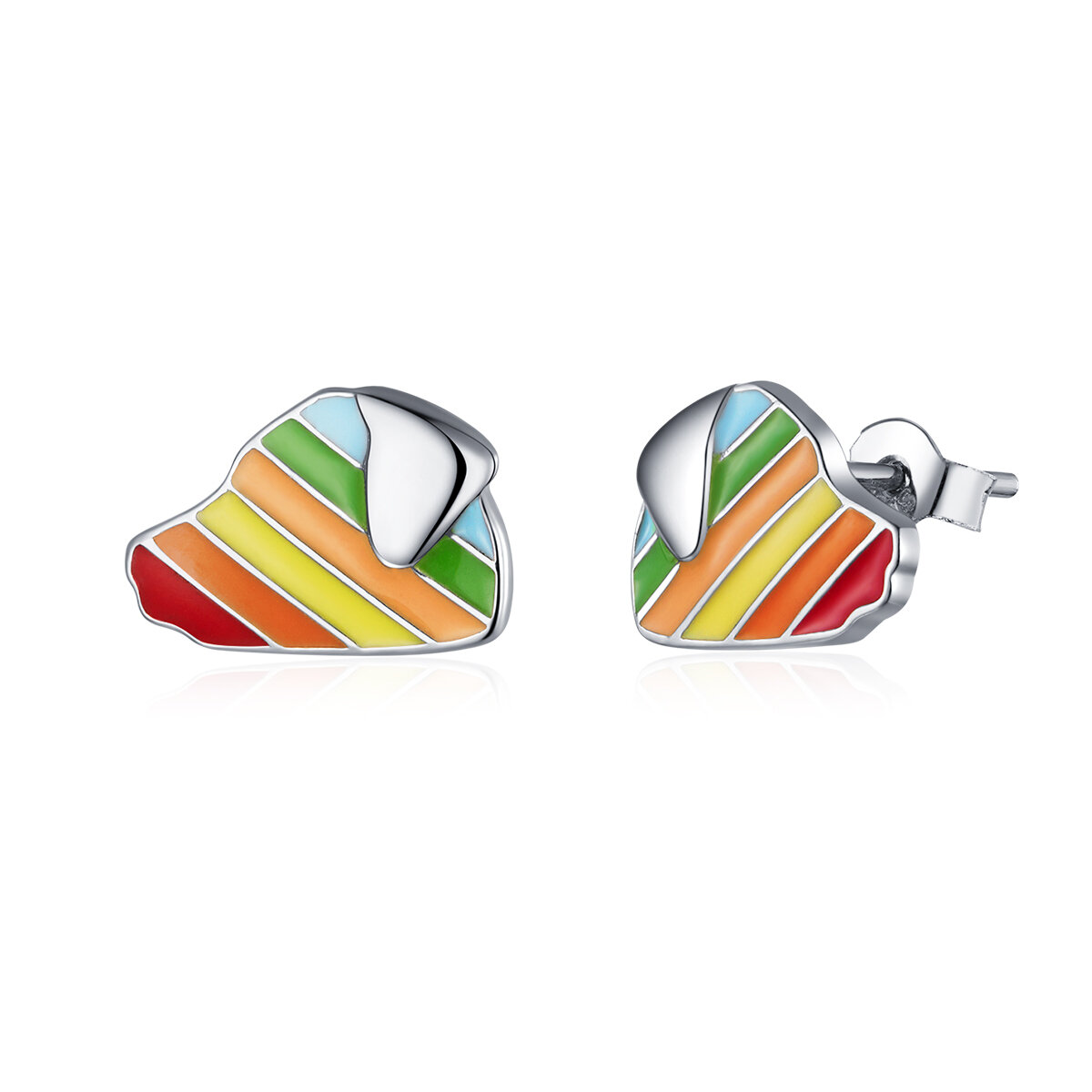 GemKing SCE825 Rainbow Dog-Silver Stud Earrings S925 Sterling Silver Earring