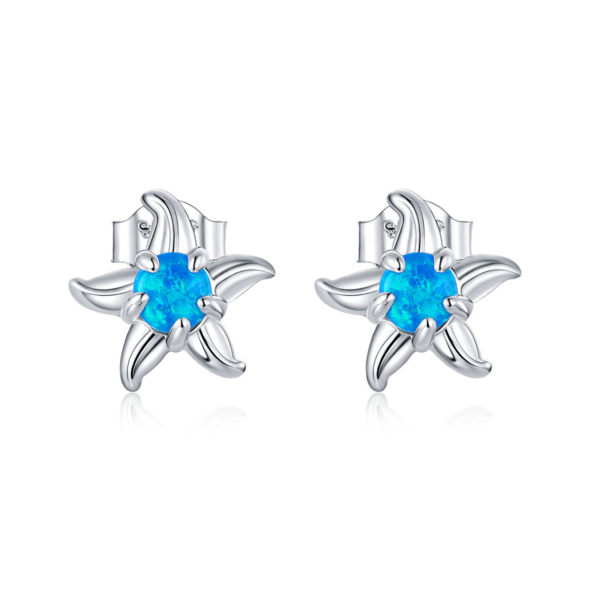 GemKing SCE886 Blue starfish S925 Sterling Silver Earring