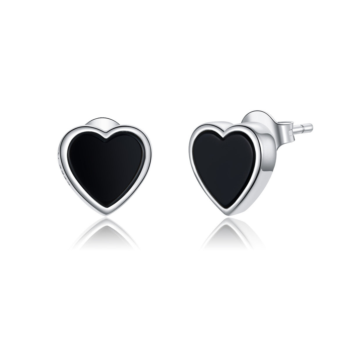 GemKing SCE915 Black onyx heart S925 Sterling Silver Earring