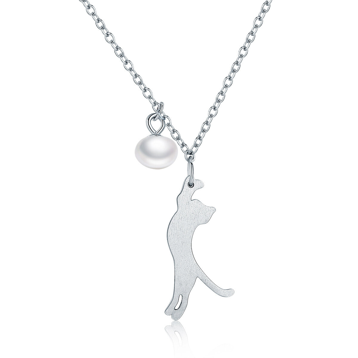 GemKing SCN175 Playful Kitten cat S925 Sterling Silver Necklace
