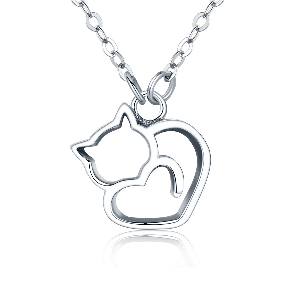 GemKing adorable Cat S925 Sterling Silver Necklace & Earring