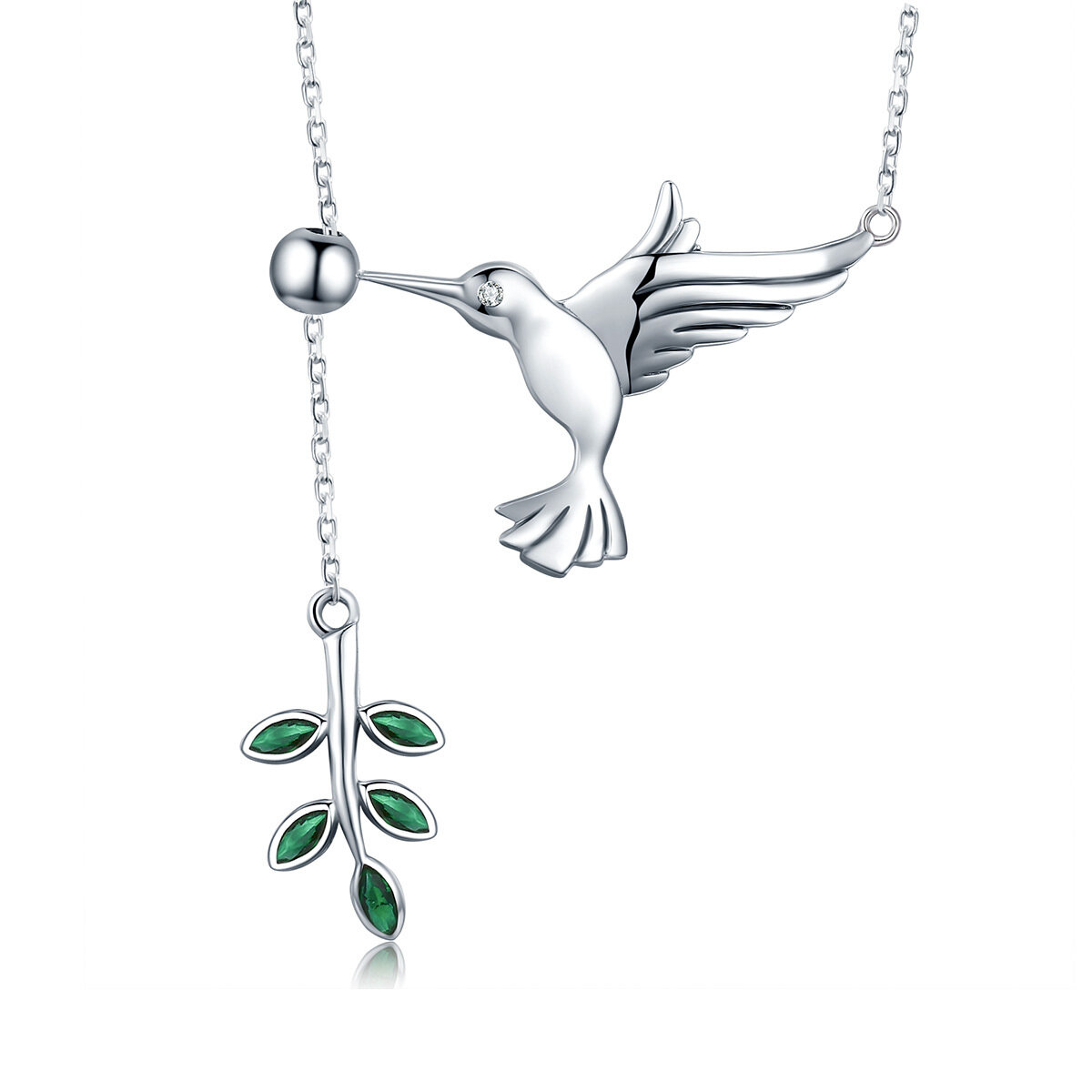 GemKing Hummingbird's Greetings S925 Sterling Silver Necklace & Ring