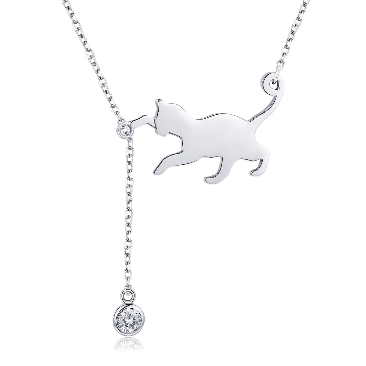 GemKing SCN232 Naughty Kitten cat S925 Sterling Silver Necklace