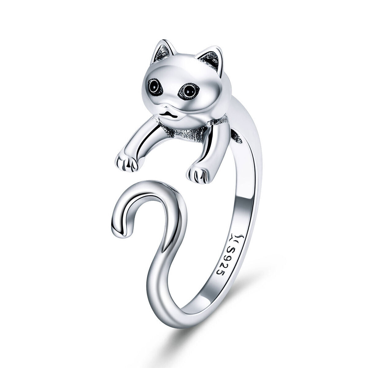 GemKing SCR409 Naughty Cat Ring S925 Sterling Silver Ring