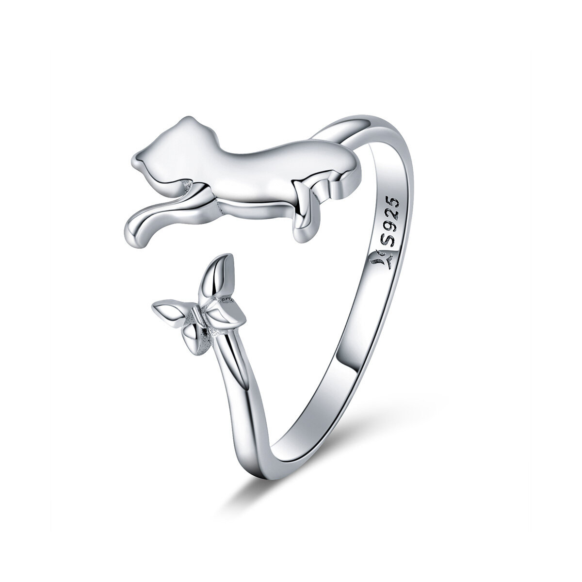 GemKing SCR443 Cat's Companion Ring accompany of cat S925 Sterling Silver Ring