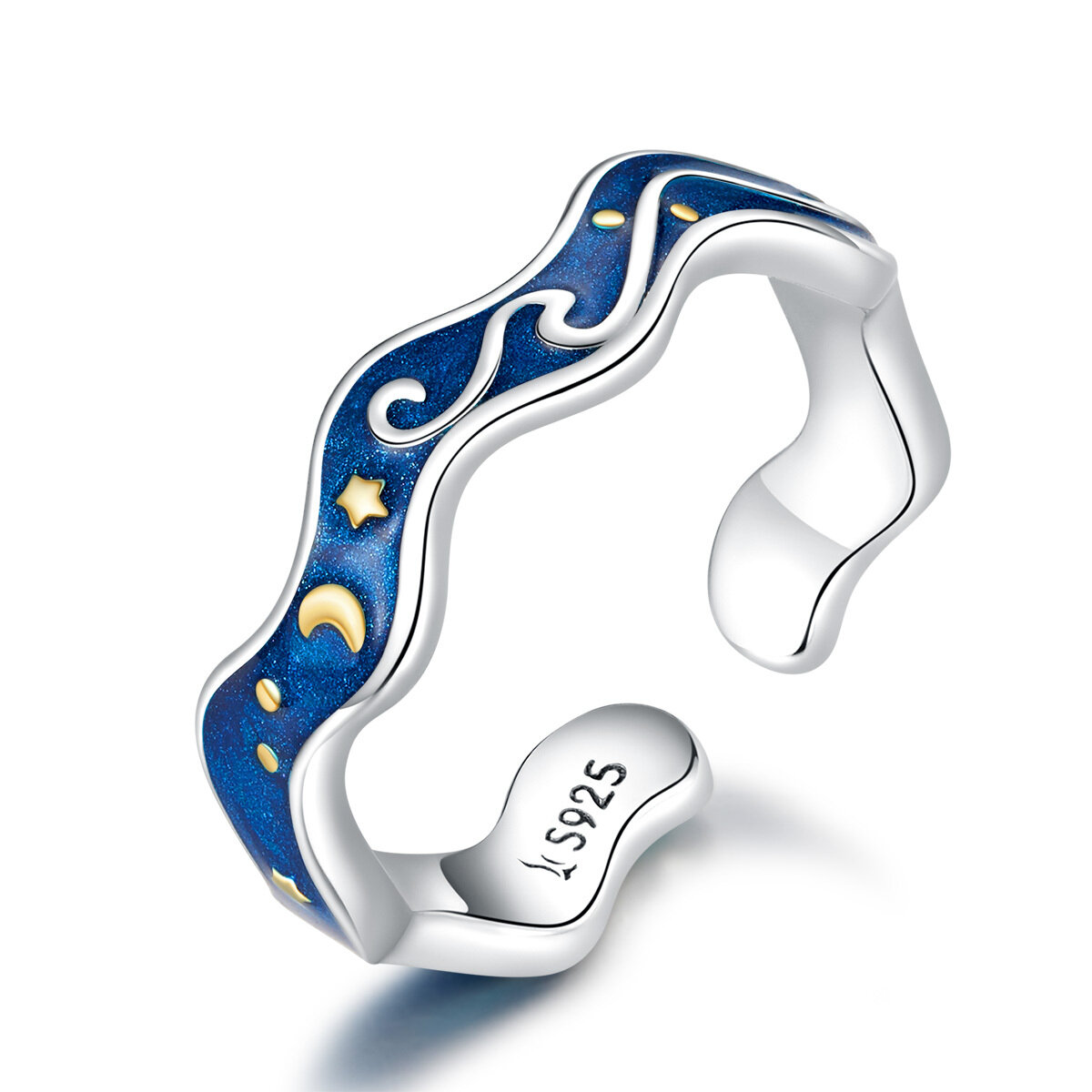 GemKing SCR608 Van Gogh Starry Sky S925 Sterling Silver Ring