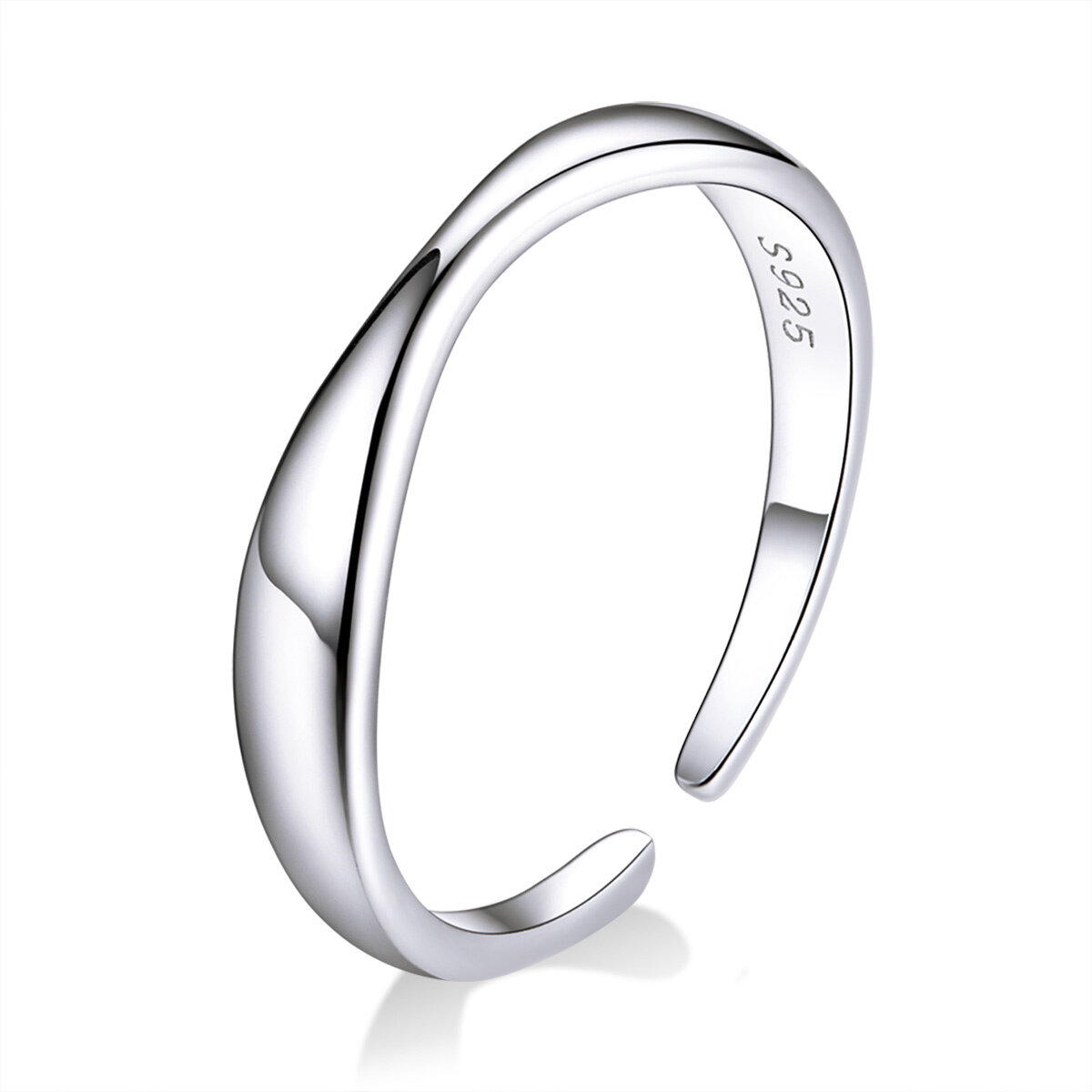 GemKing SCR630 Simple Geometric Irregular Waves S925 Sterling Silver Ring