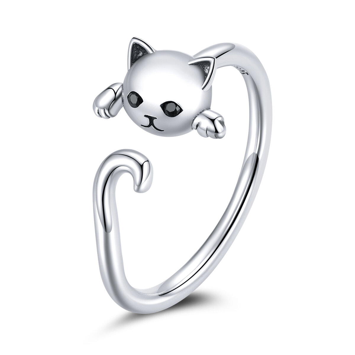 GemKing SCR707 Cute cat S925 Sterling Silver Ring