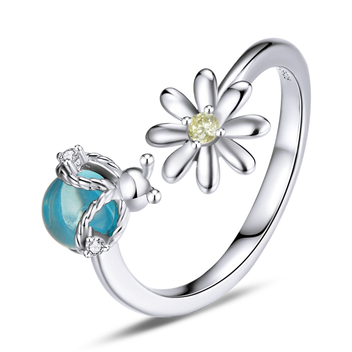 GemKing SCR726 Firefly and flower S925 Sterling Silver Ring