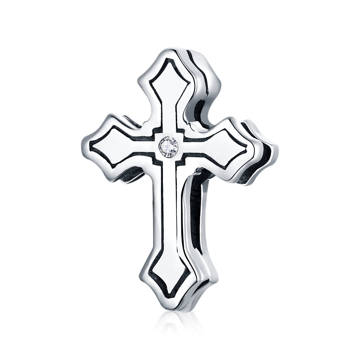 GemKing SCX116 Simple cross-clip S925 Sterling Silver Ring