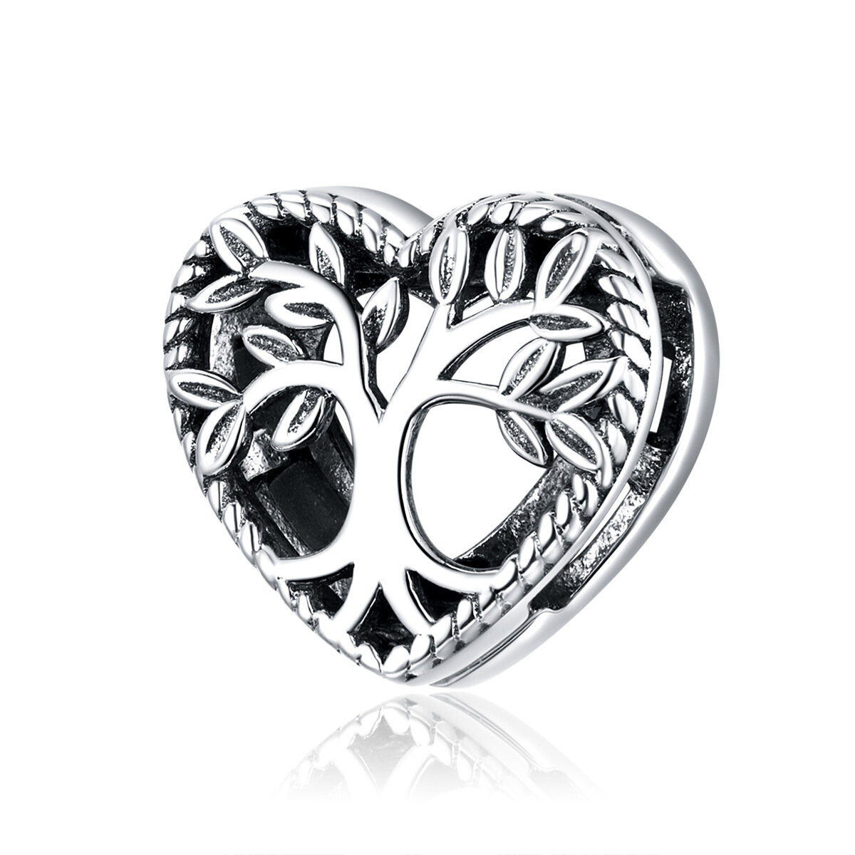 GemKing SCX119 Tree of Life-Heart-shaped Clip S925 Sterling Silver Ring