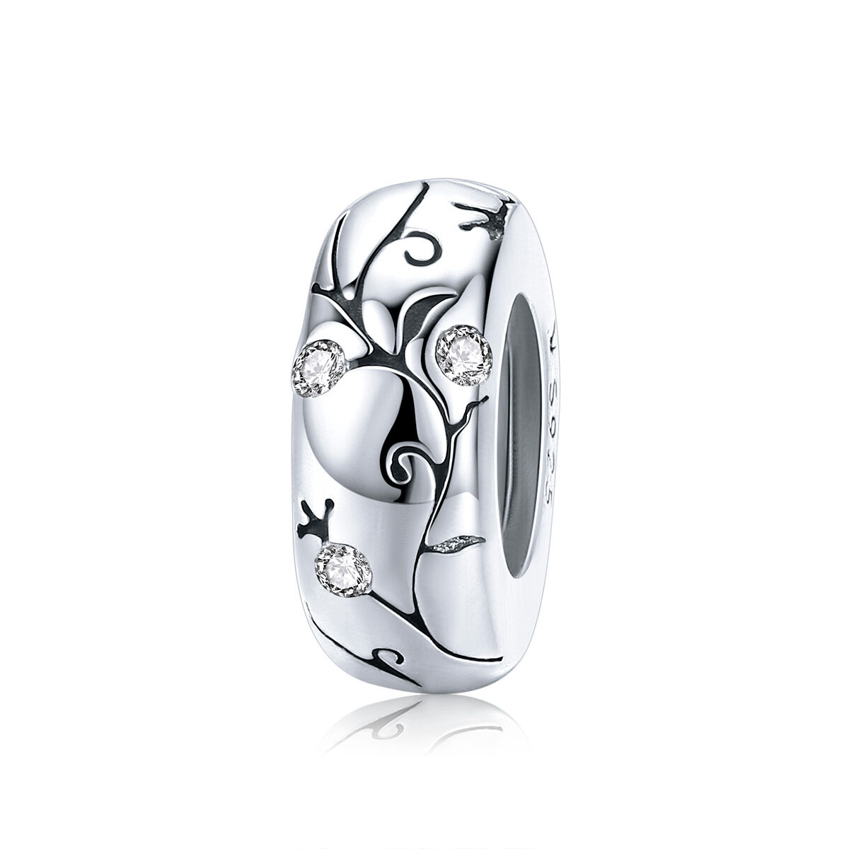 GemKing SCC1559 Classical pattern-silver silicone  S925 Sterling Silver Charm