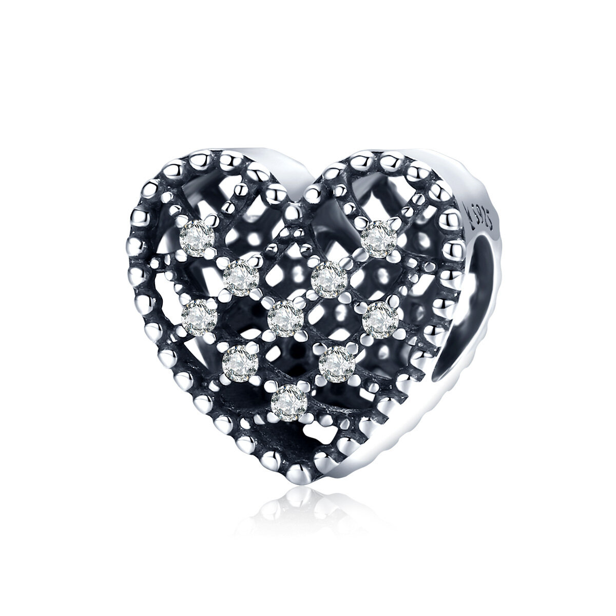 GemKing SCC1572 Shiny heart S925 Sterling Silver Charm