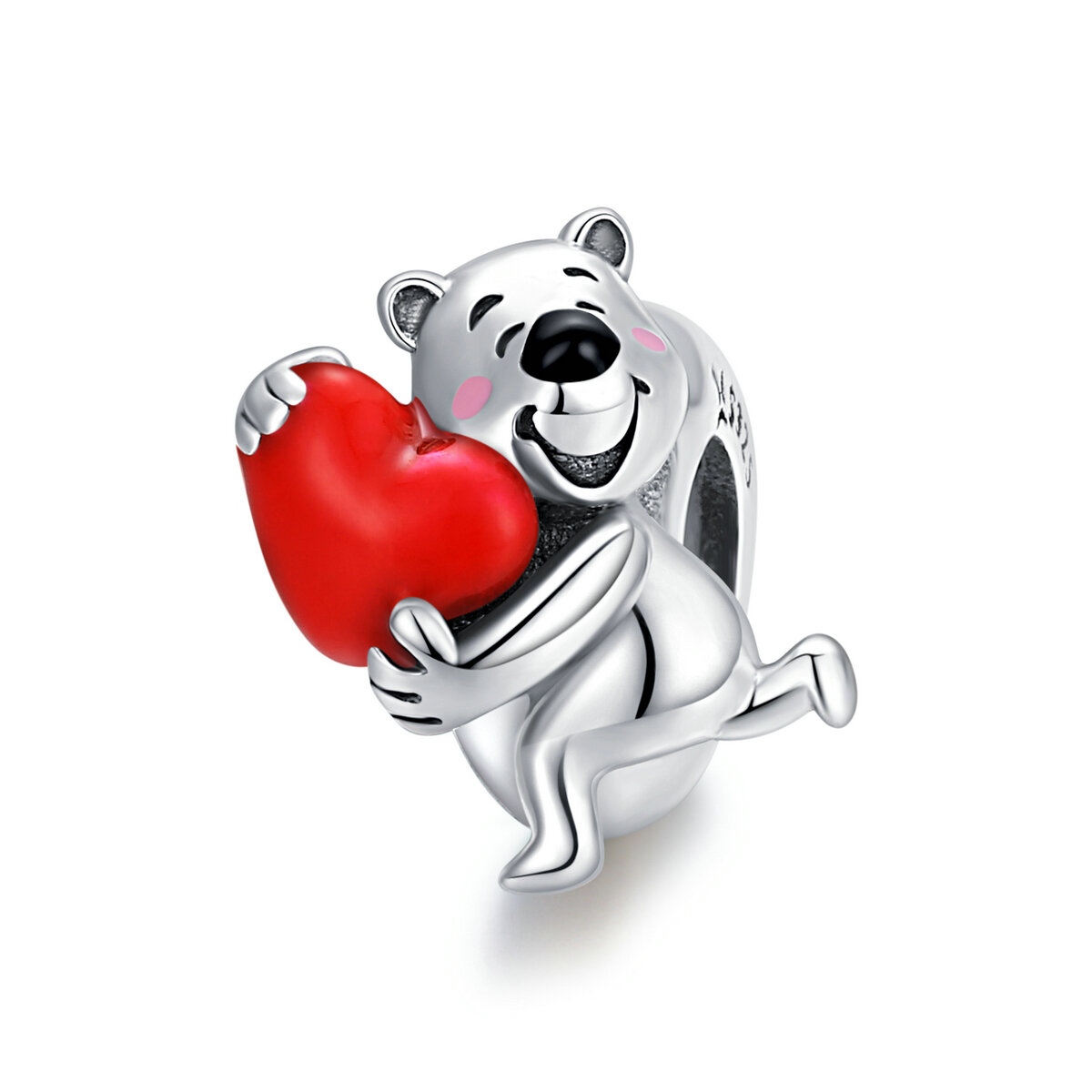 GemKing SCC1610 Polar Bear with Love Heart S925 Sterling Silver Charm