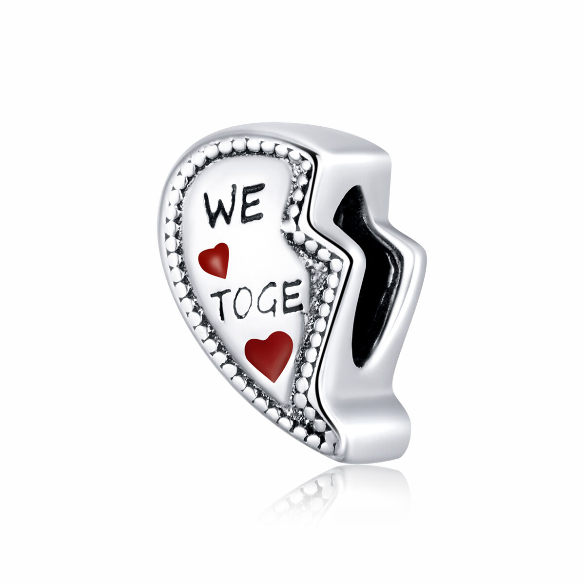 GemKing SCC1643-L heart shape we are together S925 Sterling Silver Charm