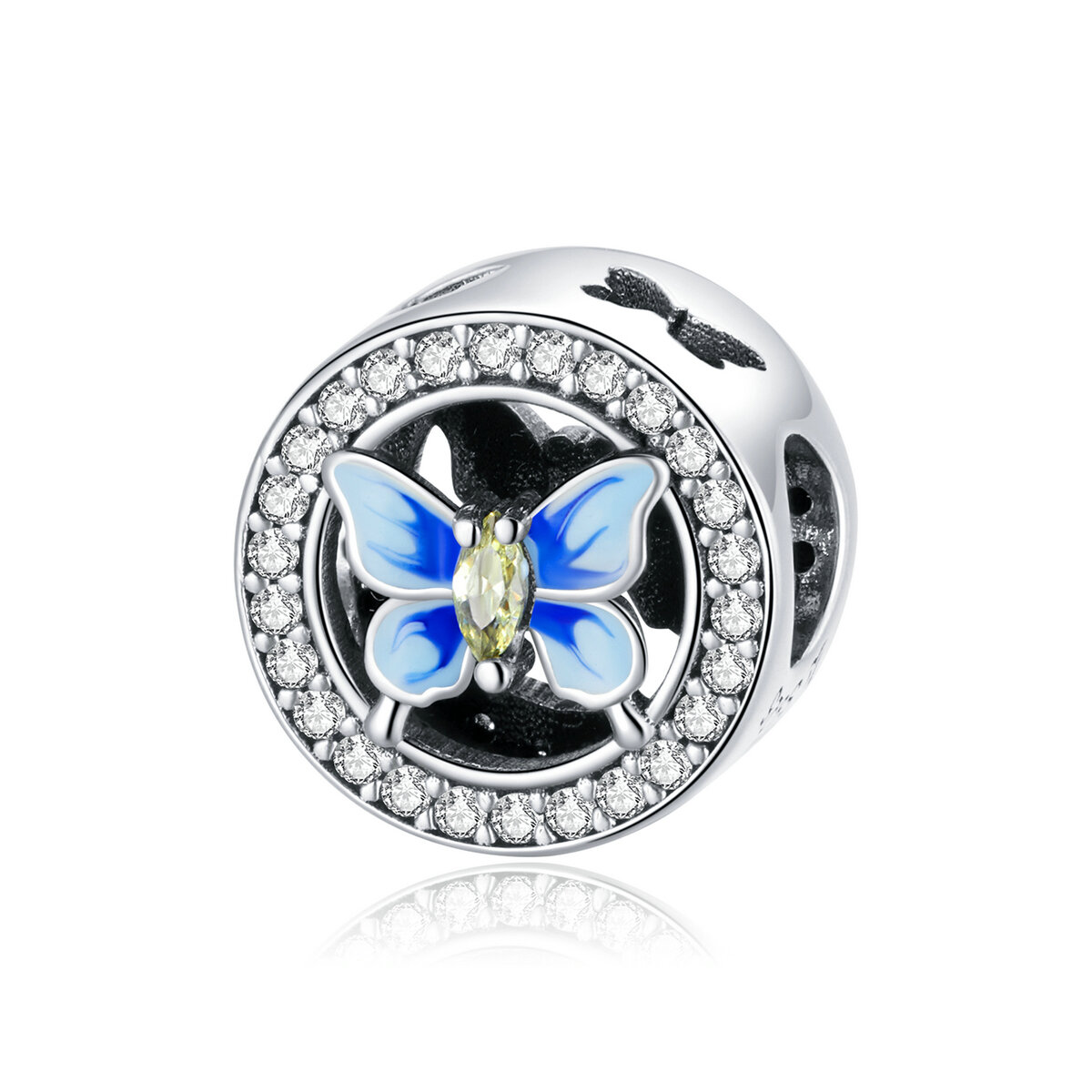 GemKing SCC1682 Colorful butterfly S925 Sterling Silver Charm