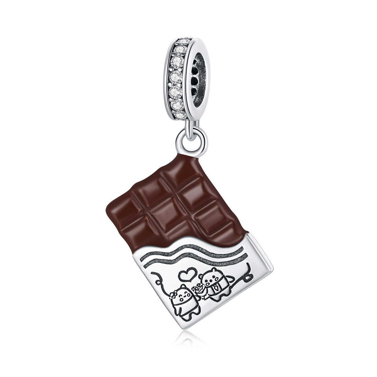 GemKing SCC1782 chocolate Love S925 Sterling Silver Charm