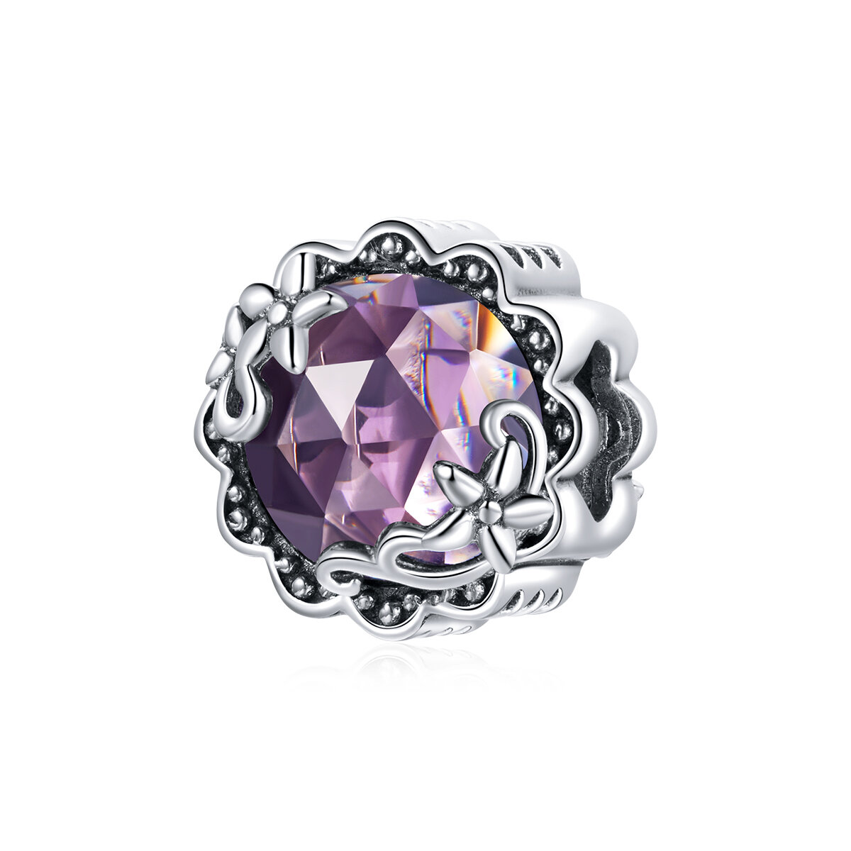 GemKing Dreamy Purple glass S925 Sterling Silver Charms