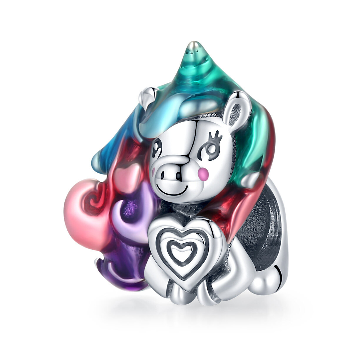 GemKing SCC1919 Dream Colorful Pony S925 Sterling Silver Charm