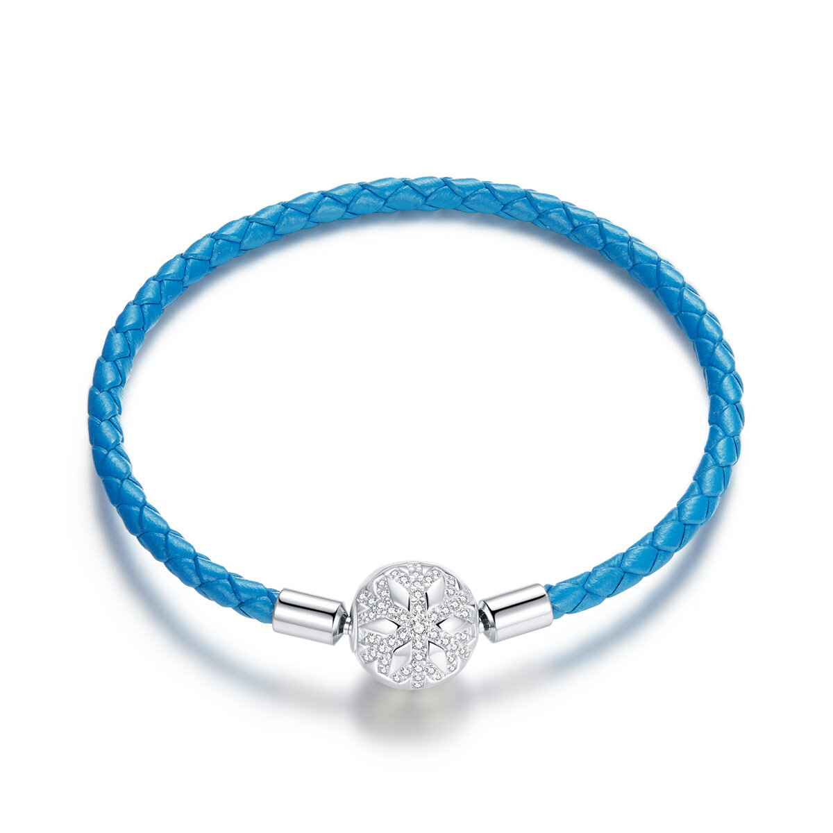 GemKing Blue leather rope basic chain S925 Sterling Silver Bracelets