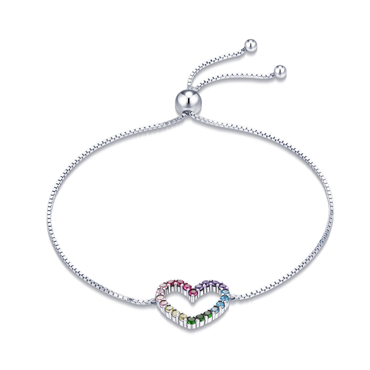 GemKing Rainbow love S925 Sterling Silver Necklace & Bracelet