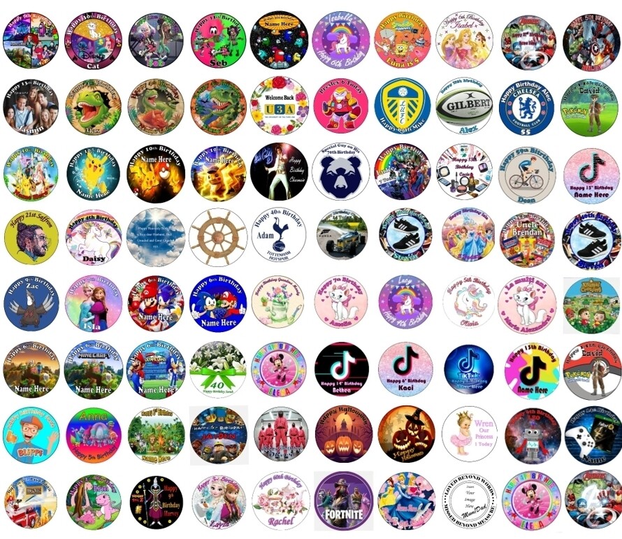 7.5 inch Round Cake Toppers (various sizes available)