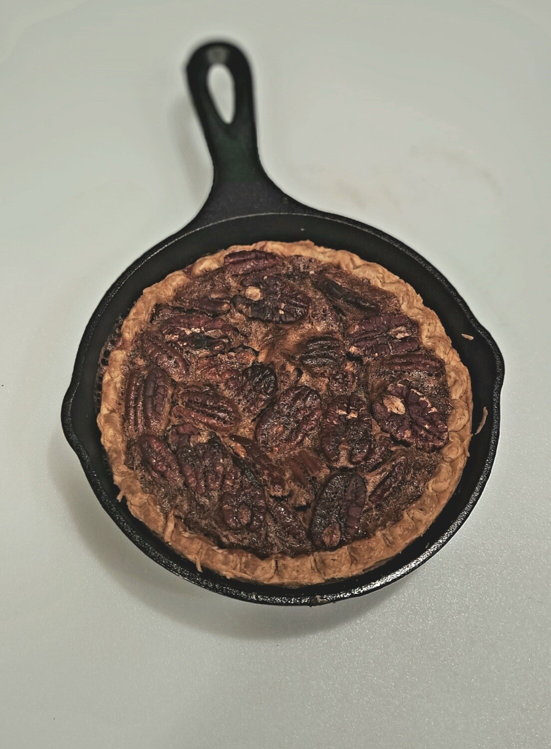 Personal size Chocolate Pecan pie in a Skillet