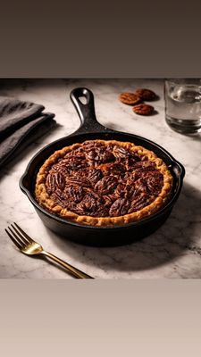 Personal size Chocolate Pecan pie in a Skillet