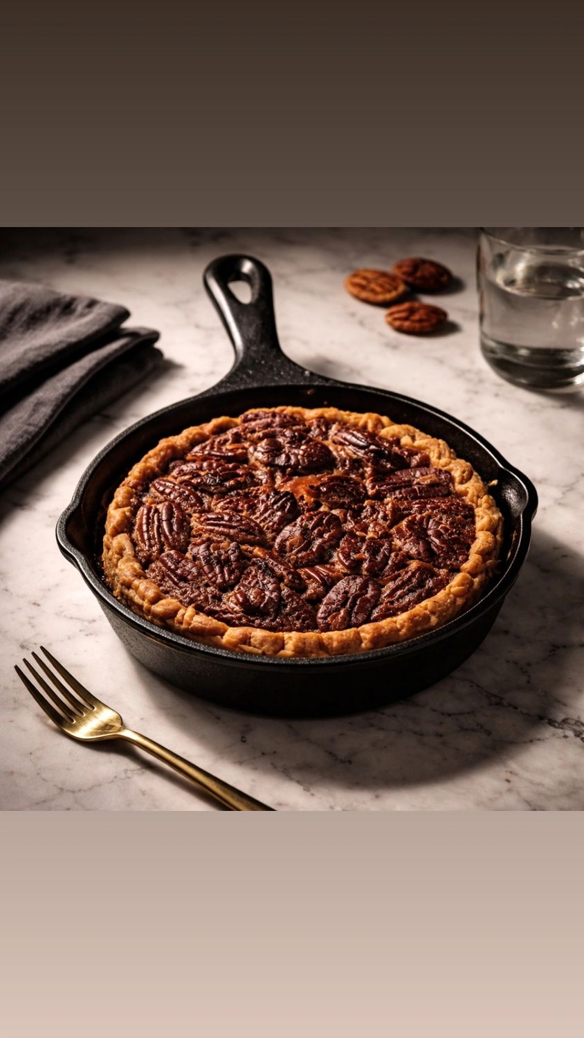 Personal size Chocolate Pecan pie in a Skillet