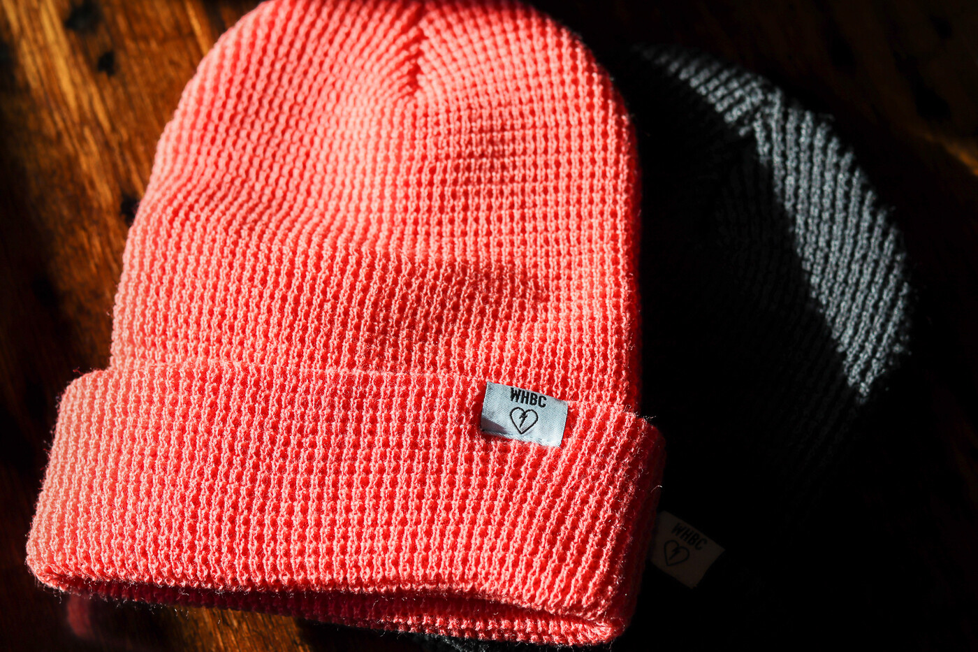 Waffle Knit Beanie - Coral