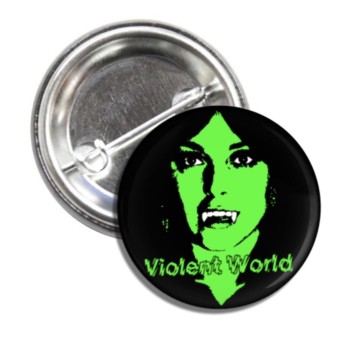 Violent World Vampire Pinback Button