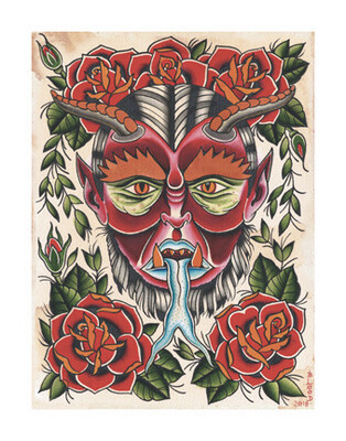 Devil and Roses Print by Bill Blood