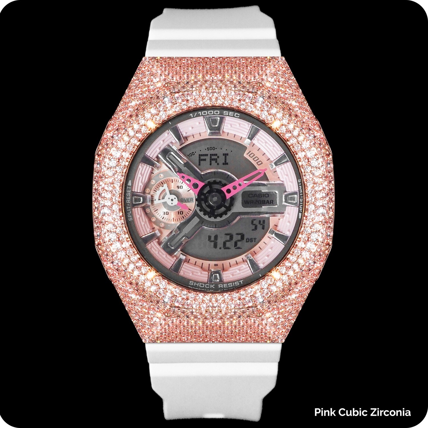 Taffy Mini G-Shock GMA-S110MP-7ACR, Crystal Colour: Pink Cubic Zirconia