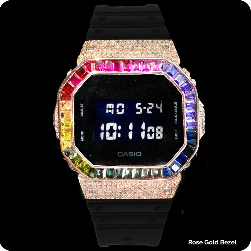 Pavo Rose Gold Bezel Rainbow G-Shock DW-5600BB-1DR