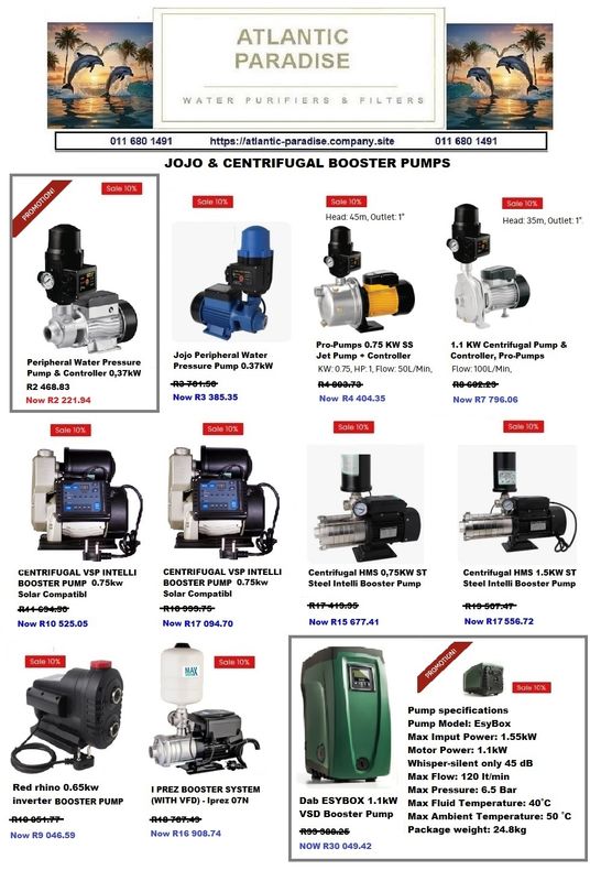 CENTRIFUGAL BOOSTER PUMPS / JOJO WATER PUMPS