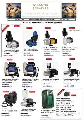 CENTRIFUGAL BOOSTER PUMPS / JOJO WATER PUMPS