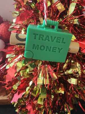 Travel Money Christmas Tree Ornament - green